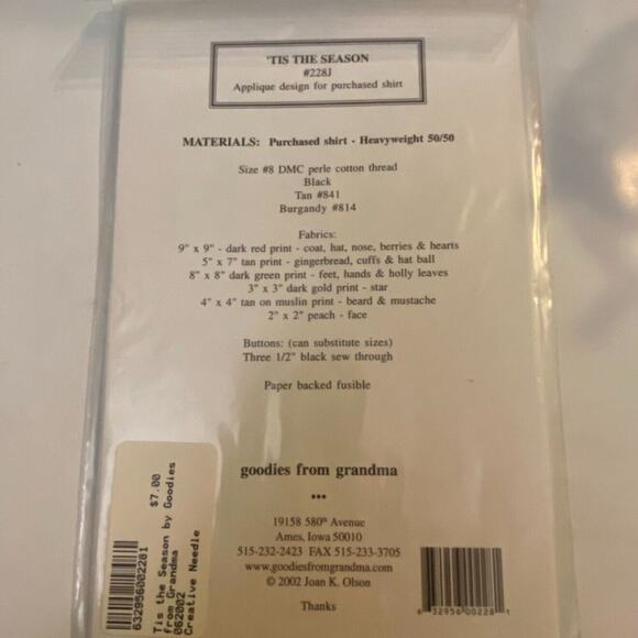 Vtg Goodies From Grandma 228J Tis The Season Pattern Top Applique Christmas - Picture 4 of 6